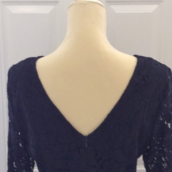 Sharagano Ladies Navy Party Cocktail Dress Lace Sheath Style Size Large - Picture 9 of 16